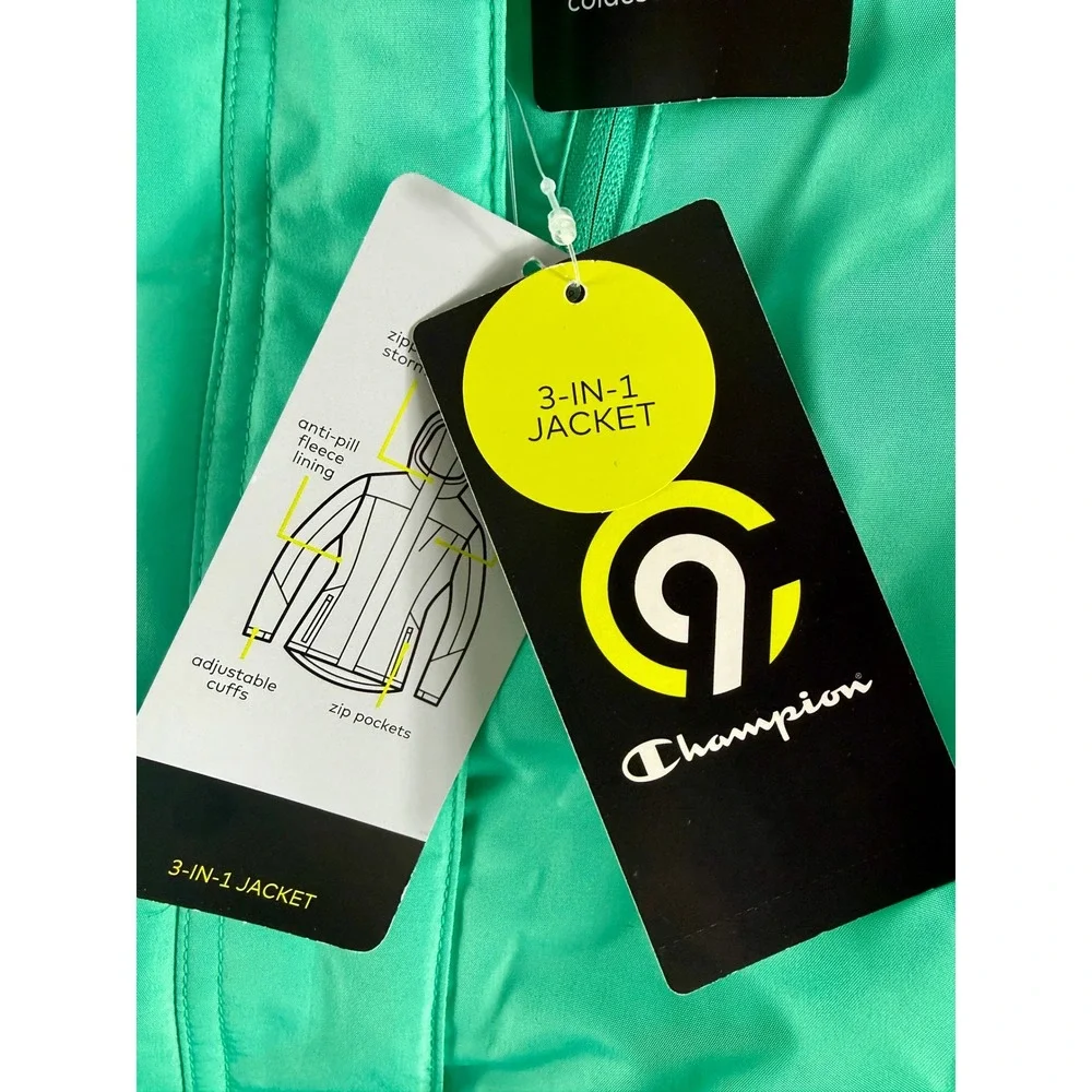 Champion Girls 3-in-1 Reversible System Winter Jacket Green‎ Hooded XL 14-16 NEW
